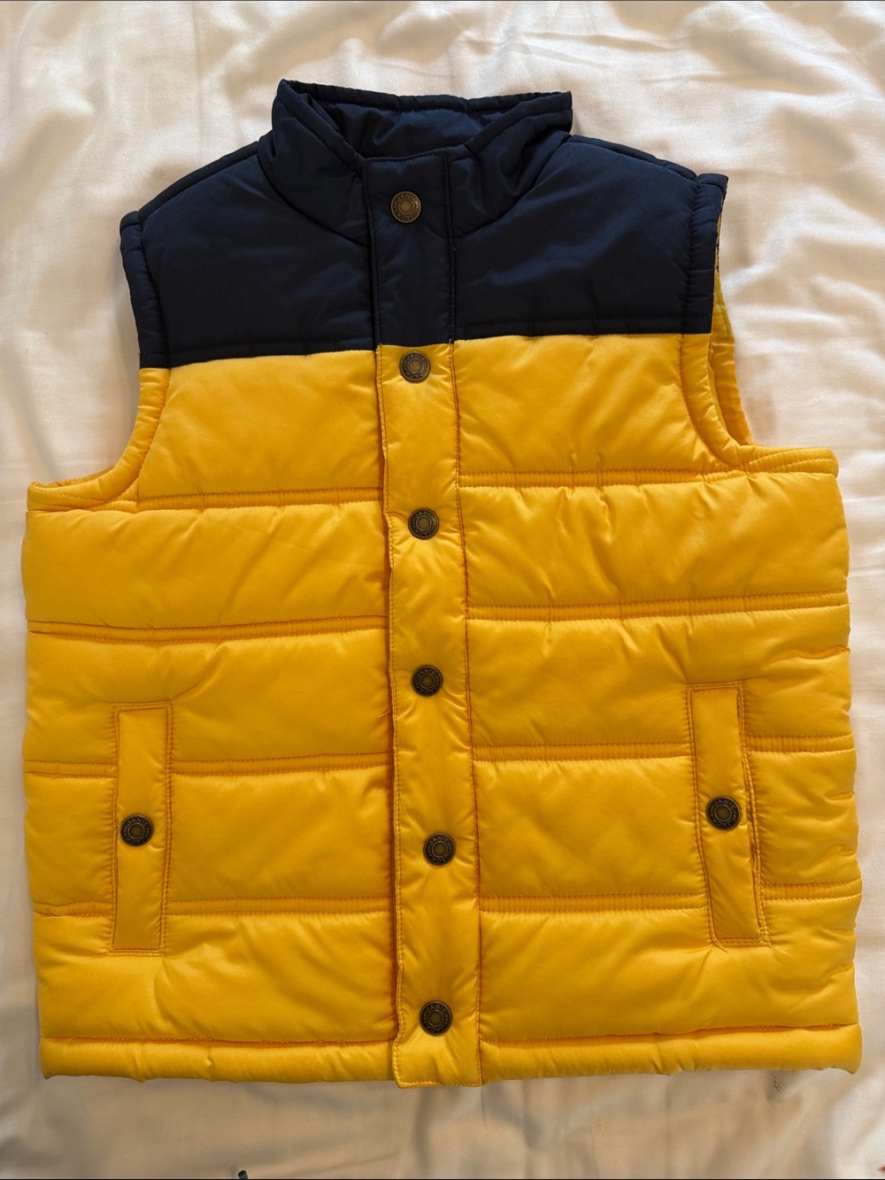Janie and Jack Yellow and Navy Colorblock Puffer Vest